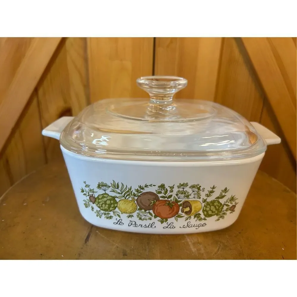 Vintage Corning Ware LE PERSIL LA SAUGE A-1 1/2 -B 1 1/2 w/ Pyrex A 7 C Lid (845